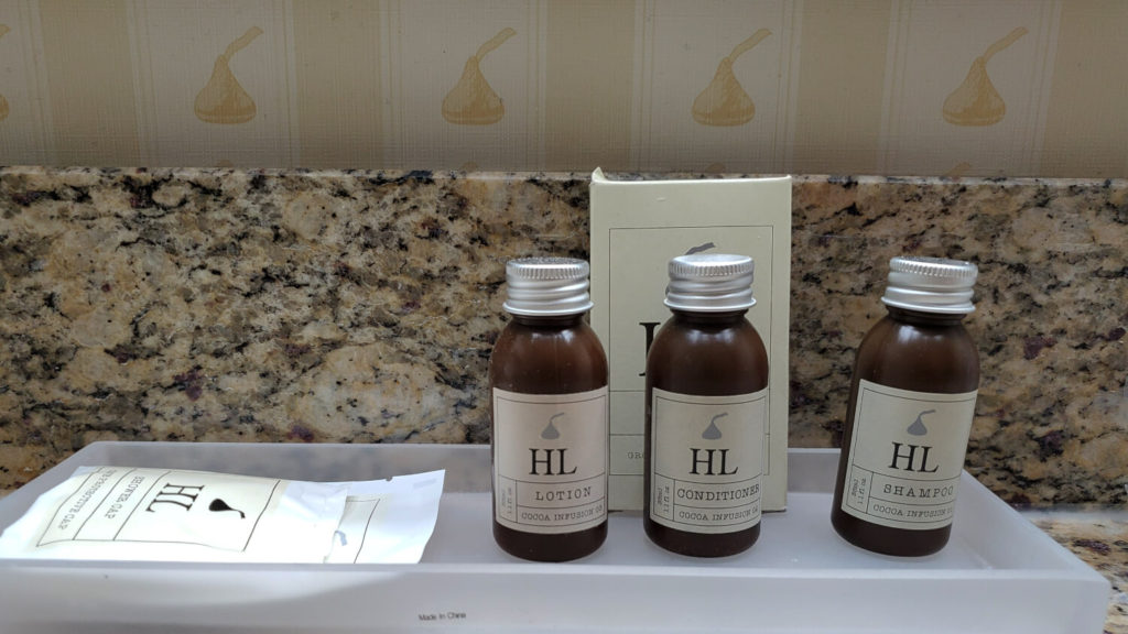 Hershey Lodge chocolate-scented toiletries