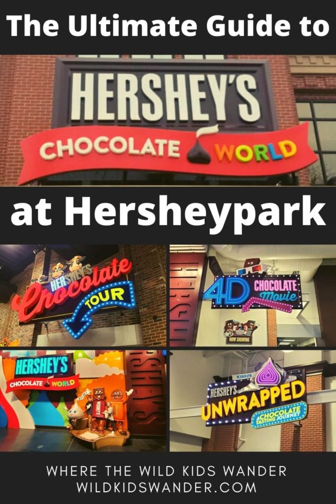 The ultimate guide to Hershey's Chocolate World in Hershey, Pennsylvania. Everything you need to know about Chocolate World including where to park, eat, and what to do. Ride the famous Chocolate Factory Tour ride, make your own candy bar and more!  Add it on to you weekend in Hershey or or visit to Hersheypark. - Where the Wild Kids Wander - Family Travel | Travel in the USA | Pennsylvania Things to Do | Travel With Kids