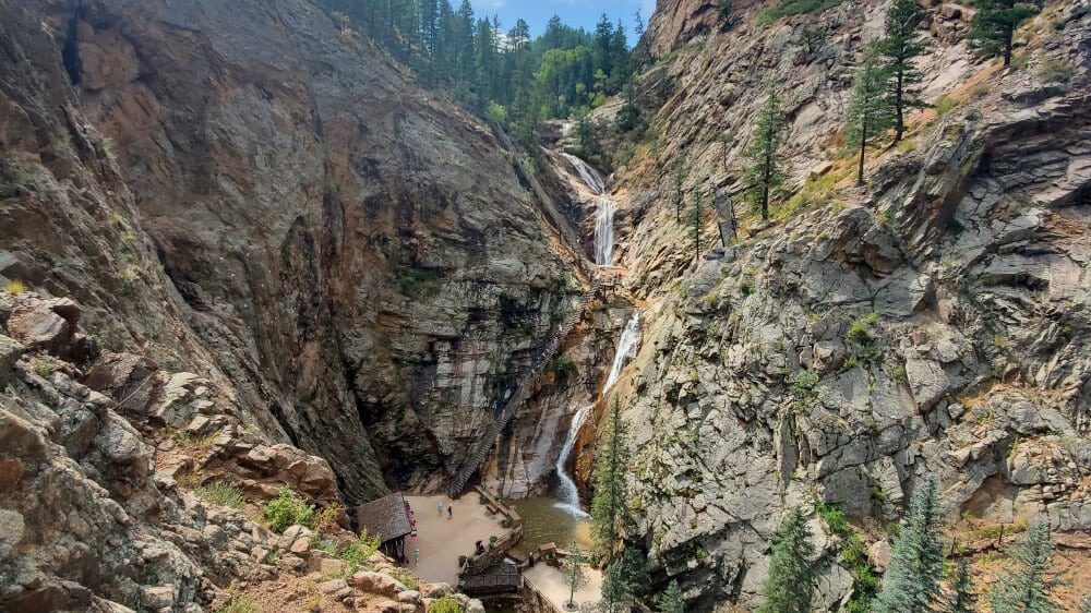 View of Seven Falls staircase from Eagles Nest - Waterfalls in Colorado Springs