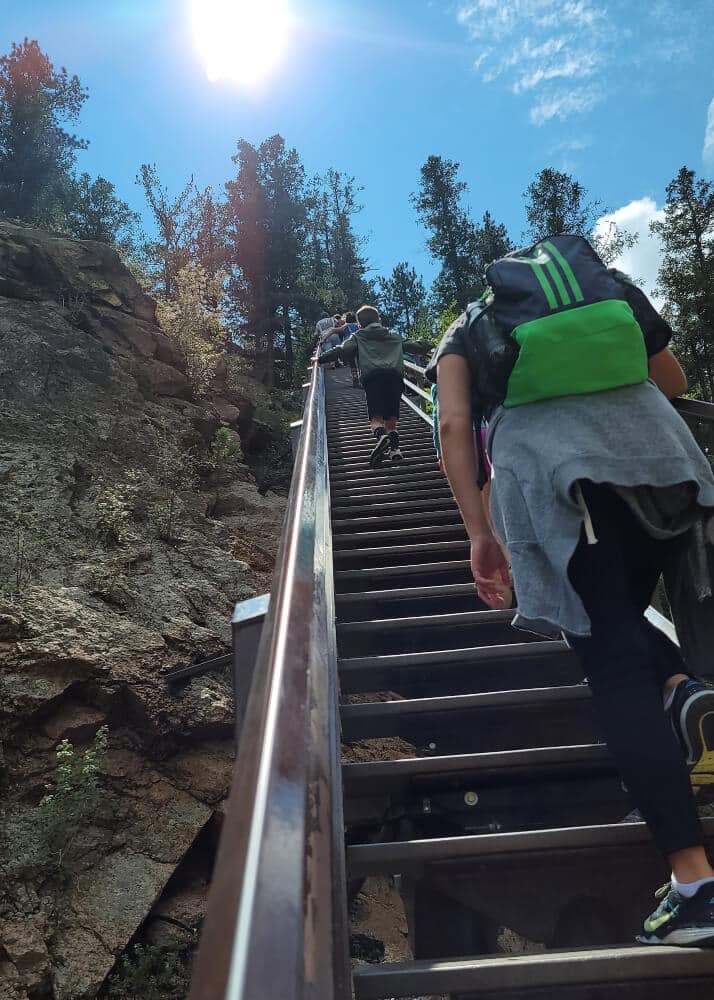 Going up the stairs at Seven Falls in Colorado Springs