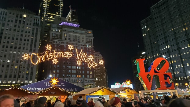 Philadelphia Christmas -Christmas Village and LOVE sign