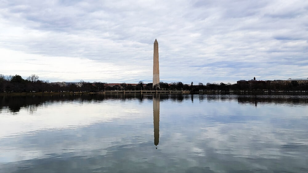 the Washington Monument and reflection in the Tidal Basin