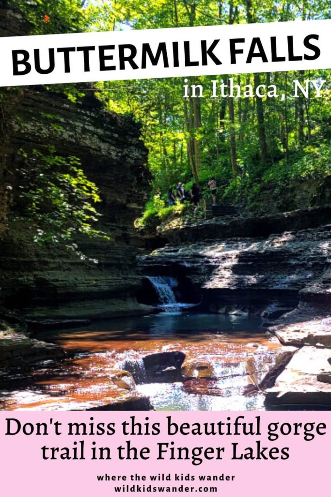 Buttermilk Falls in Ithaca, NY is a beautiful gorge trail in the Finger Lakes perfect for families. A great alternative or addition to Watkins Glen gorge trail.
