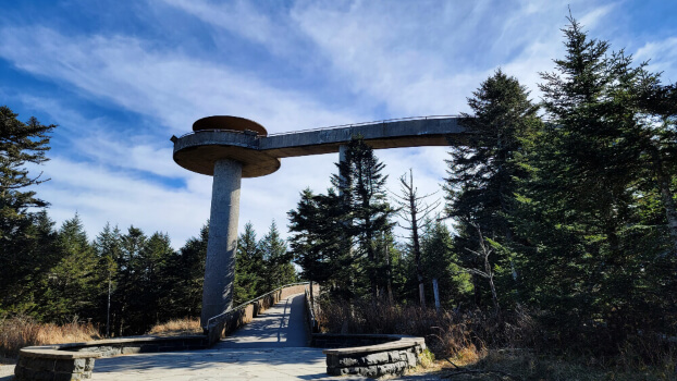 Clingmans Dome Observation Tower at top of Clingmans Dome Hike in Great Smoky Mountains National Park