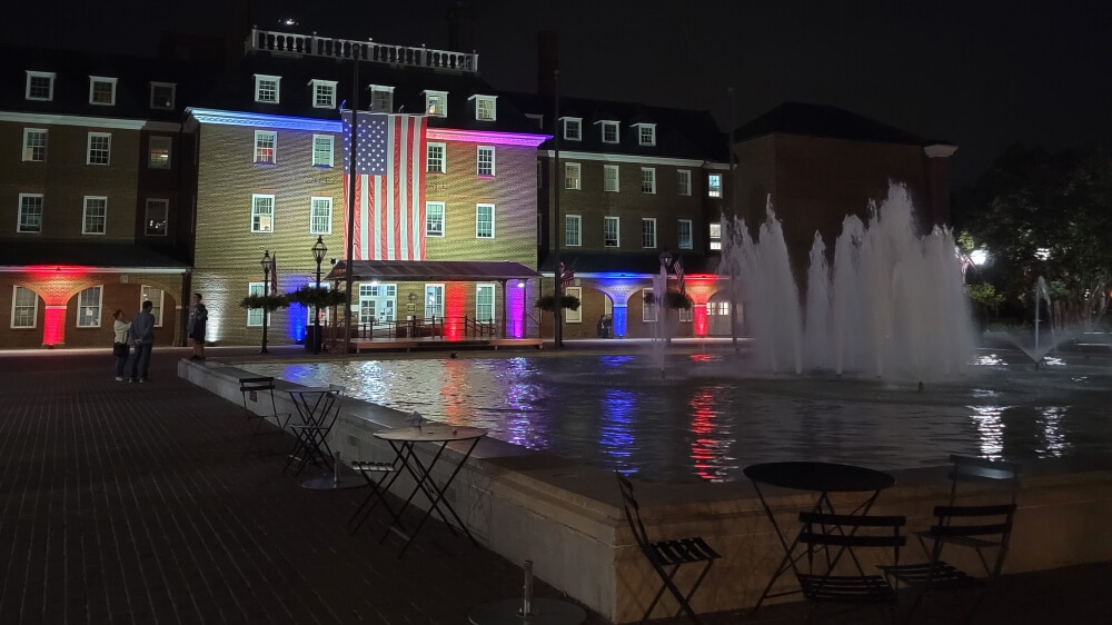 You'll want to add Alexandria to your Washington, DC itinerary, since it's only a 20 minute metro ride away. Photo of Alexandria's market square lit up at night