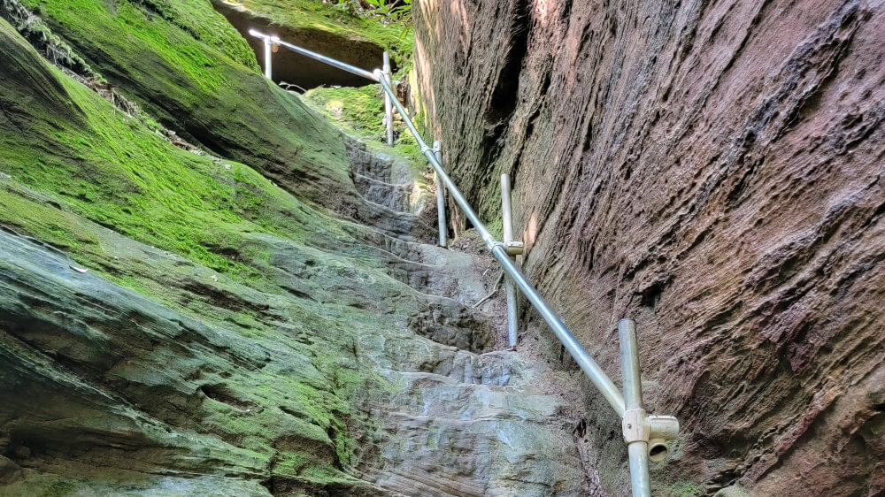 stairs from Laurel Ridge Trail through the Devil's Gulch