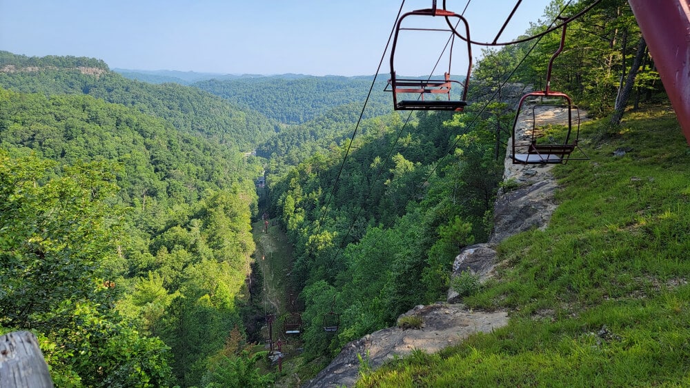 the best things to do in red river gorge  - view of sky lift from top of natural bridge