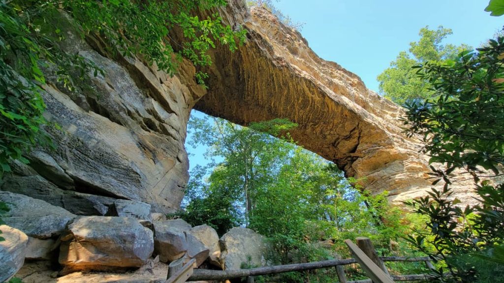 The base of Natural Bridge arch in Red River Gorge in Kentucky