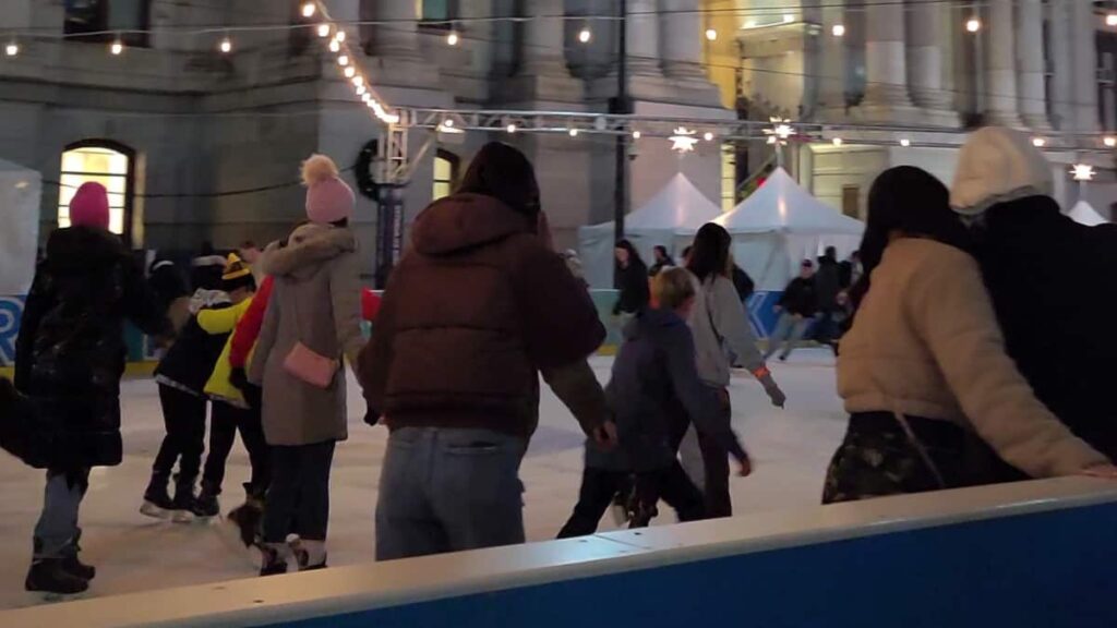 The Rothman ice skating rink is a fun winter activity in Pennsyvania