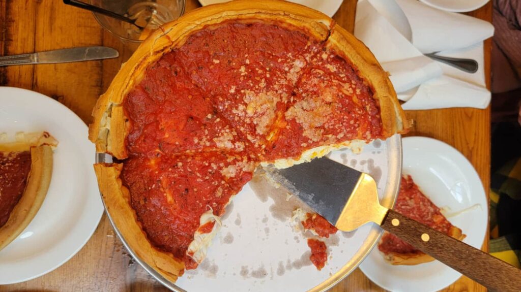 Giordano's deep dish pizza in Chicago