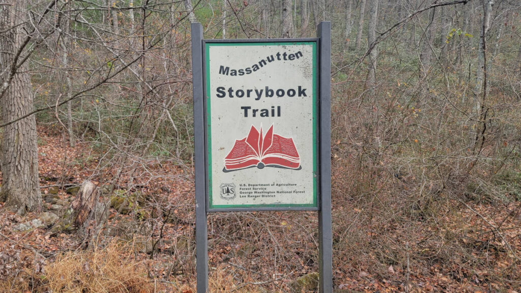 The sign for the Massanutten Storybook Trail in Virginia