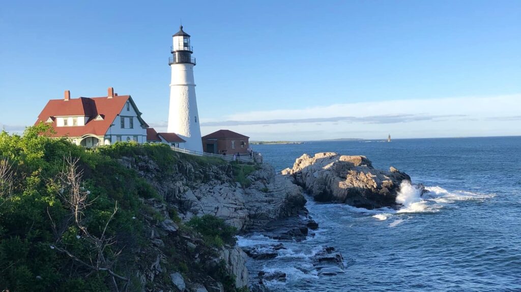 View of the Portland Head Light from afar
