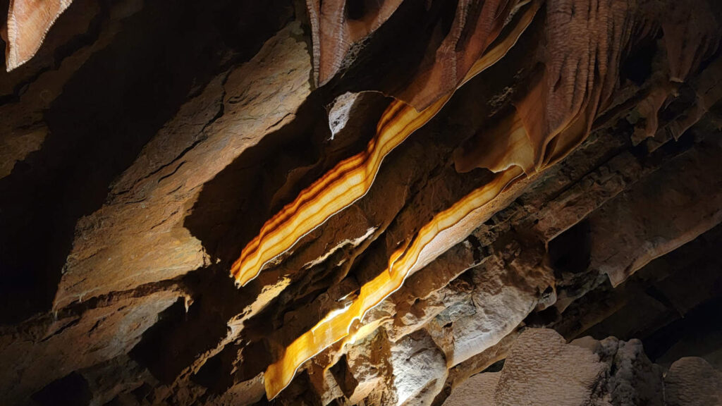 Cave bacon is one of the most popular formations at the Shenandoah Caverns and was featured in the National Geographic Magazine in 1964