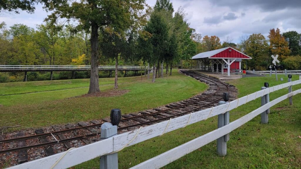 View of outdoor train tracks for a fun ride at Northlandz