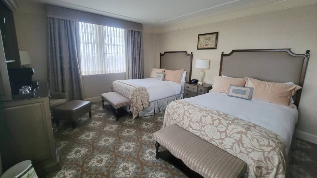 View of hotel room with two queen beds at the Hotel Hershey