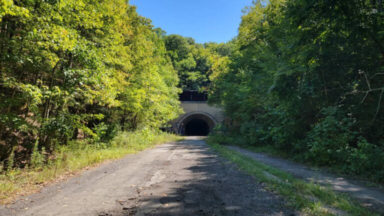 An old road leads to a tunnel that was once part of the Pennsylvania Turnpike