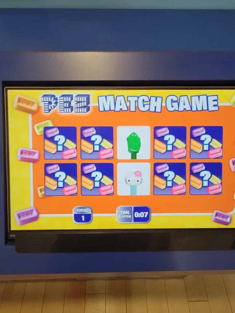 a PEZ matching card game is played electronically