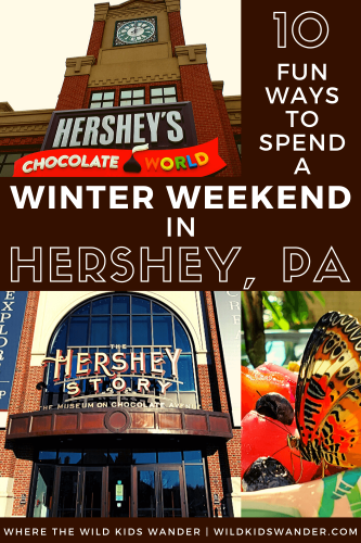For a fun, family-friendly winter weekend getaway, look no further than Hershey, PA! We share some of the fun things to do in Hershey that your kids will love. And many involve CHOCOLATE! - Where the Wild Kids Wander - Family Getaway | Family Travel | Weekend Getaway | Family Fun
